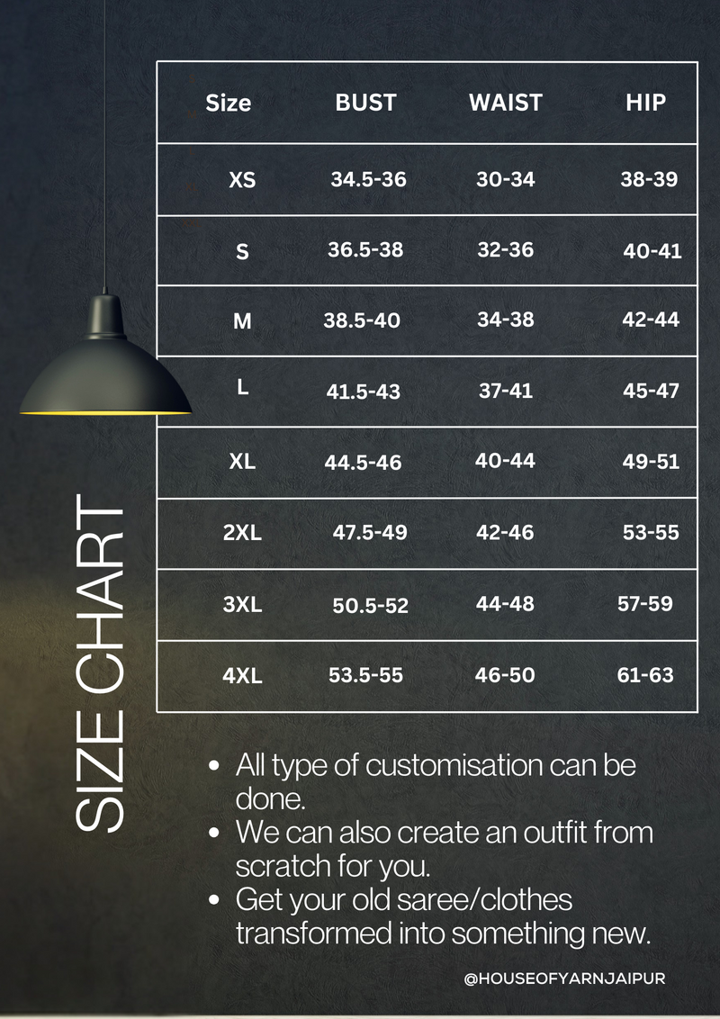 Size chart for Starlight Denim